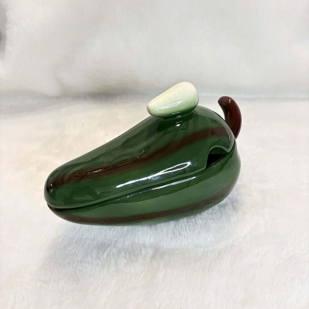 Green Chili Pepper Salsa/Dip Serving Bowl Ceramic Taco Night